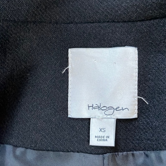 HALOGEN Wool Blend Moto Style Belted Jacket Black XS - Picture 11 of 14